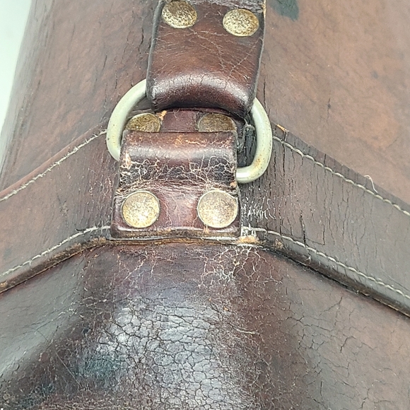 1960s True Vintage Unisex Large Leather Messenger/Book Bag 15x12x5in. - Picture 5 of 11